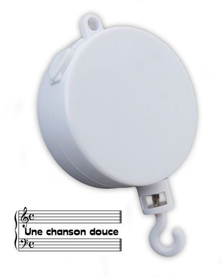 Boîte à musique/boîte musicale à manivelle en carton renforcé avec décor sur le thème de l'enfance mécanisme musical de 18 notes - Une chanson douce (Henri Salvador