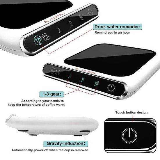 Chauffe-Tasse USB Type C - Plaque Chauffante 15W Pour Café, Lait - 3 Modes Température - Bureau, Maison