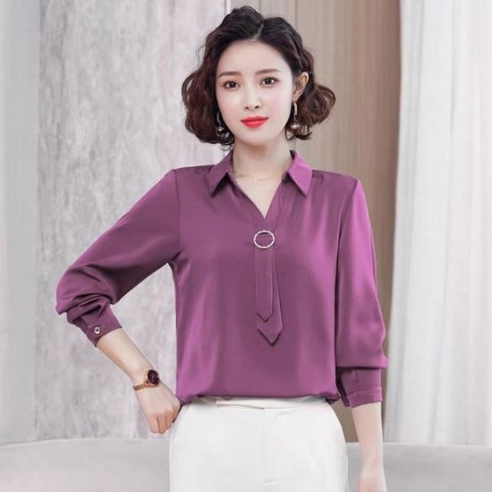Chemise Femme Manches longues Couleur pure Nouvelle arrivee Confortable Classique Mode Collection Violet HN Violet Cdiscount Pret a Porter
