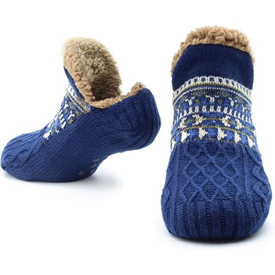 Chaussettes-chaussons D’hiver Antidérapantes – Pour Femme/homme, épaisses, Douillettes, Intérieur Sherpa (1 Paire) - 7
