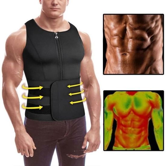 Gilet de Sudation Homme Sauna Neoprene pour Minceur Ceinture de Sudation Fitenes Sports Debardeur Noir Noir Cdiscount Sport