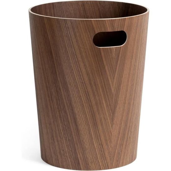 Corbeille à Papier En Bois Moderne Ericetion - Poubelle Déco Élégante Grain De Bois Pour Bureau, Salon Et Intérieur 29x16x30 Cm