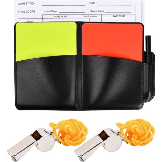Kit Arbitre De Foot JNJOOD – 2 Drapeaux à Damier 35x35 Cm, Cartons Rouge/jaune Avec étui, Manche Mousse 11 Cm