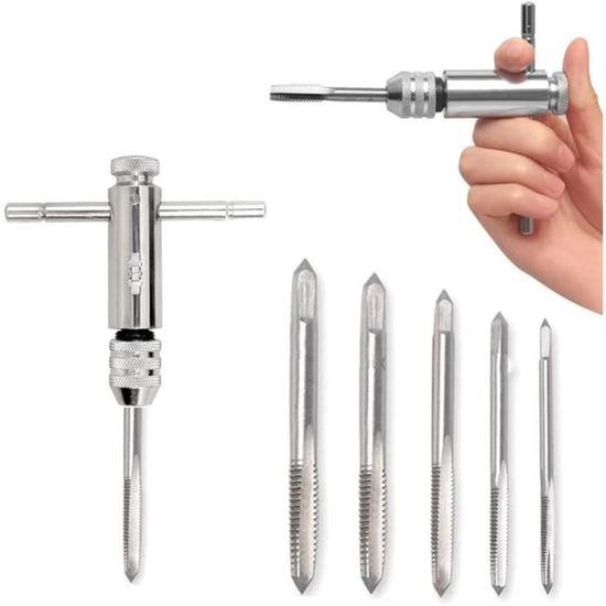 Jeu De Tournevis à Cliquet Et Clé à Tarauder - Poignée En T - Acier - Pour Écrous De Robinet, Bricolage