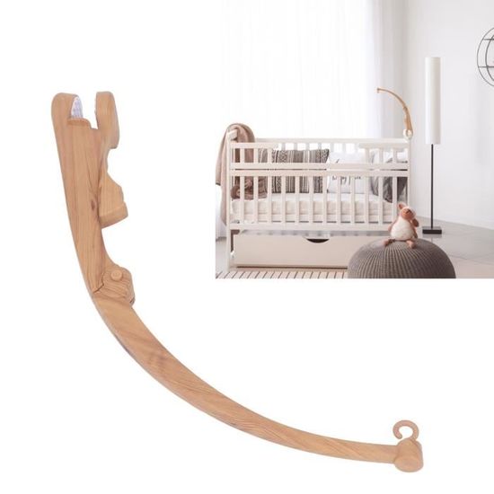 Support Mobile Bébé En Bois Aolkee - Bras Réglable Pour Berceau - Suspension Jouets - Brun Naturel