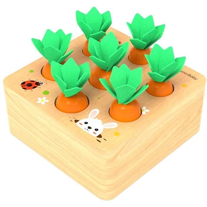 Jouets en Bois pour Garçons et Filles de 1-3 an Montessori Forme Taille Puzzle Activité Bois Carottes Jouet Cadeaux