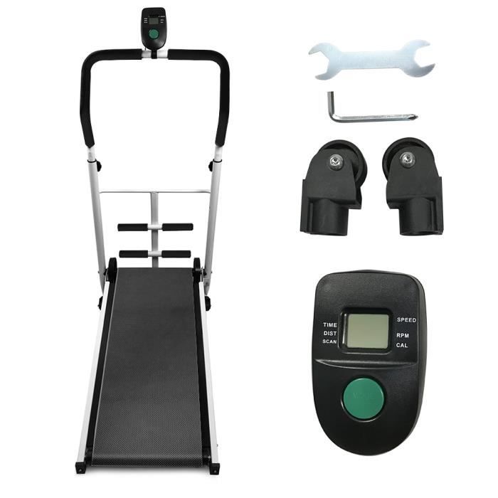WISS Tapis de Course Pliable pour Marche, Jogging et Fitness, 145x54x110cm,Noir - Pas électrique