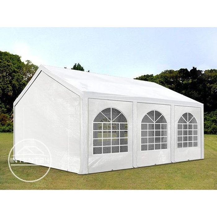 TOOLPORT tente de réception 4x6 m tonnelle barnum PE env. 240g/m² blanc imperméable 4x6m