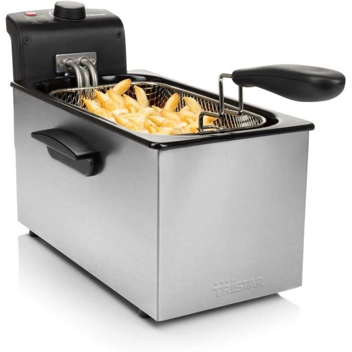 Eléments séparés Tristar Friteuse 3L FR-6946, Habillage en Acier Inoxydable, INOX-Noir 9180
