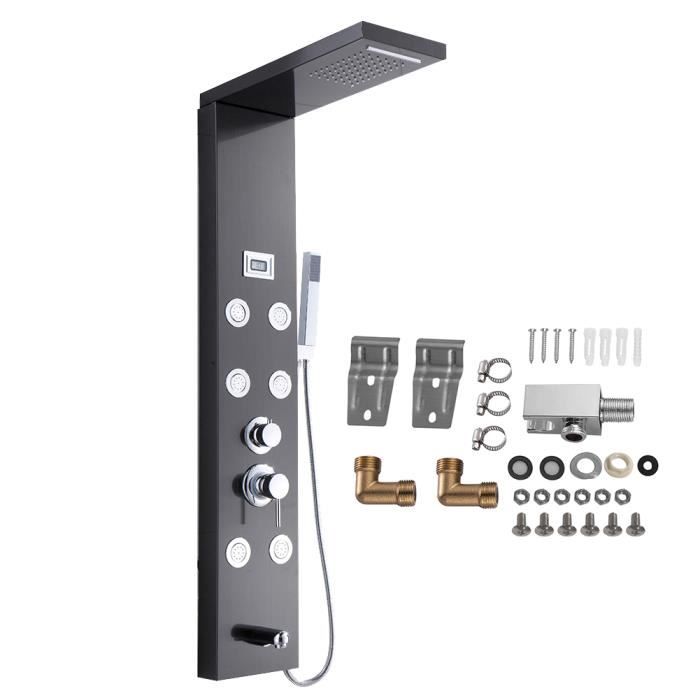 YUY Colonne Douche Hydromassante avec Écran LCD et Lumières LED Panneau de Douche avec l'affichage de température