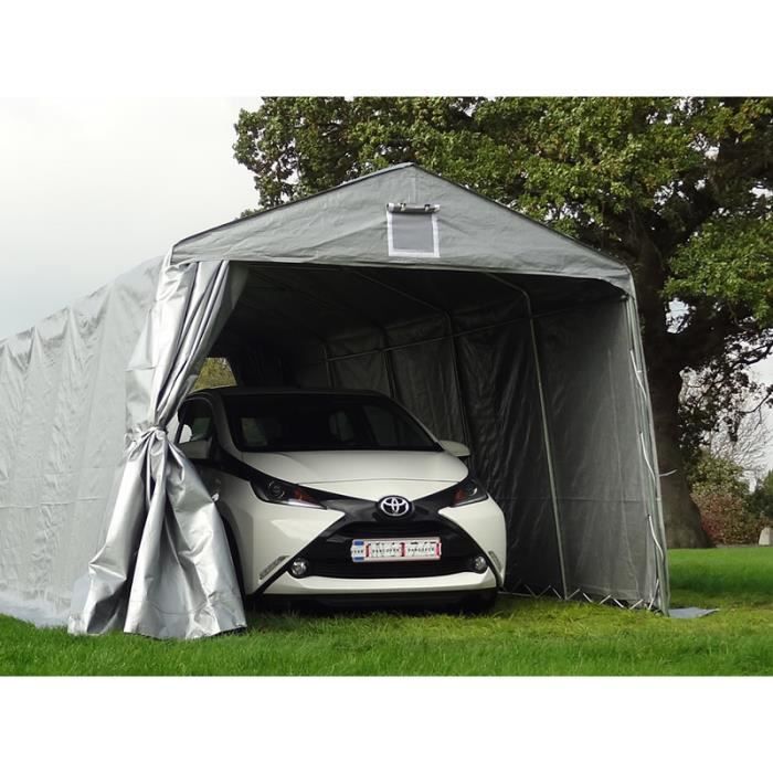 Tente Abri Garage Basic, 3,3x3,6x2,4m PE, Gris Dancover Abris Voiture