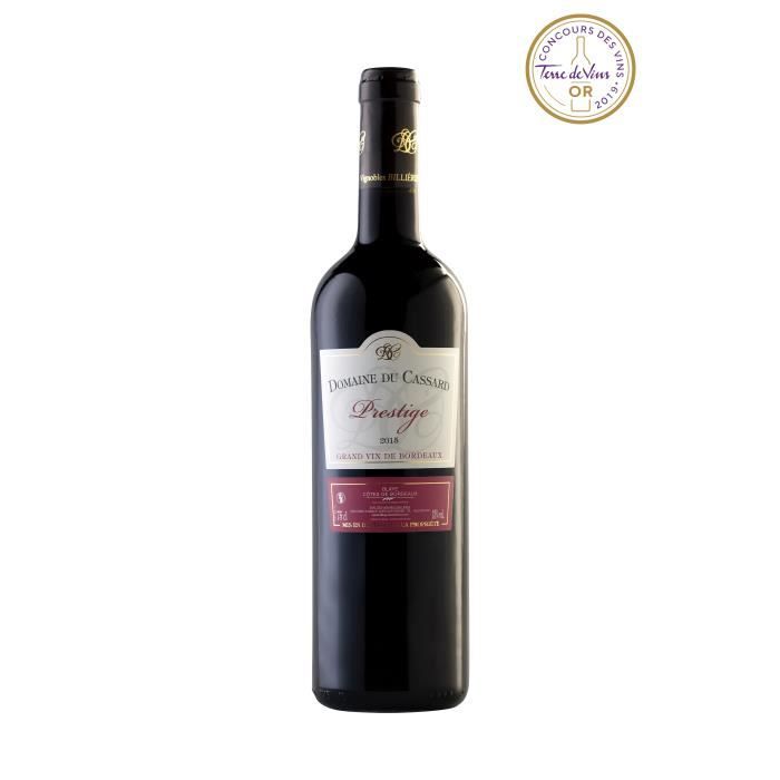 Vin Rouge Blaye Côtes de Bordeaux Domaine du Cassard - Cuvée Prestige - Médaille d’Or au Concours Terre de Vin