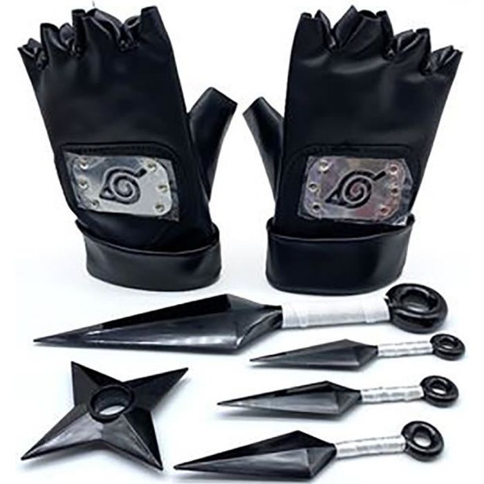 Biens professionnels/Set de 2 pièces Ninja Naruto Shippuden Hatake Kakashi Gants et kunai noir