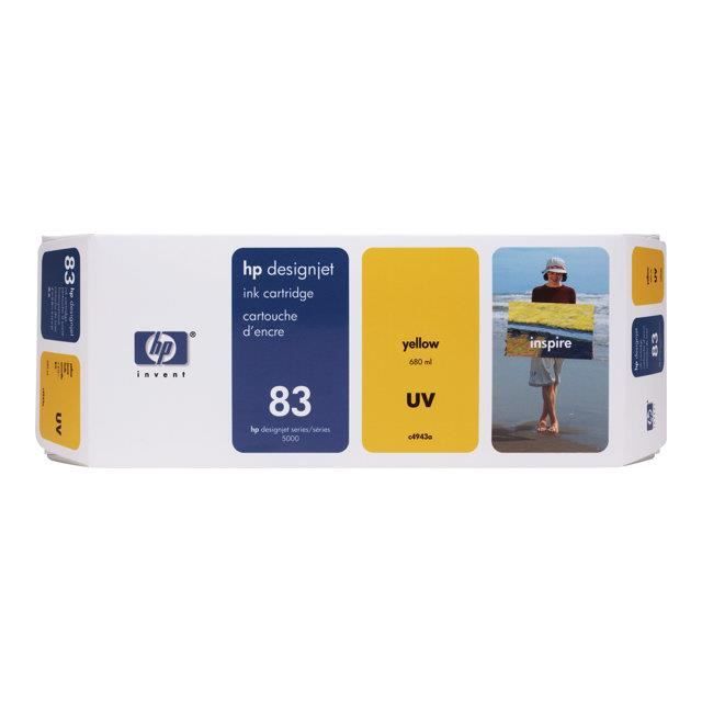 HP Cartouche d'encre UV 83 original - Capacité standard 680ml - Pack de 1 - Jaune