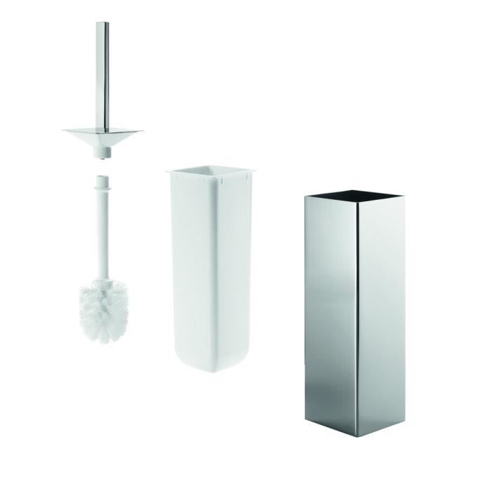 Porte-balai carré avec intérieur blanc-Extérieur chromé New Léa - Inda