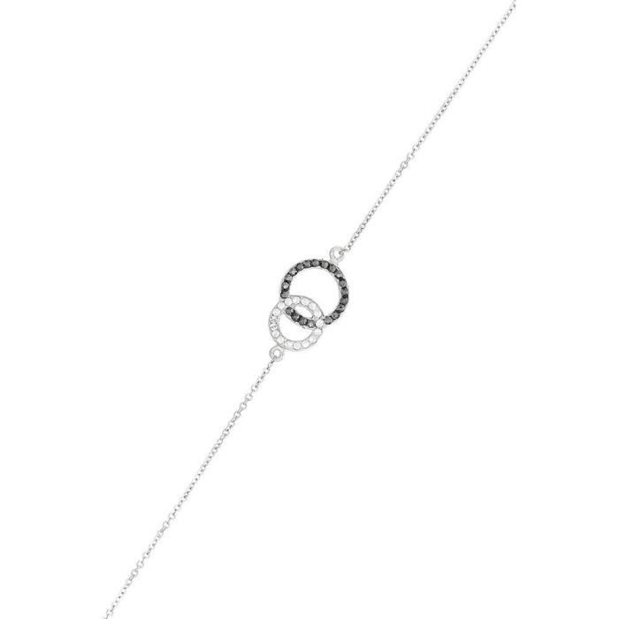 Mes-bijoux.fr - Bracelet Femme Métal Noir et ornée de Cristaux de Swarovski Element - WRIN99Crygv