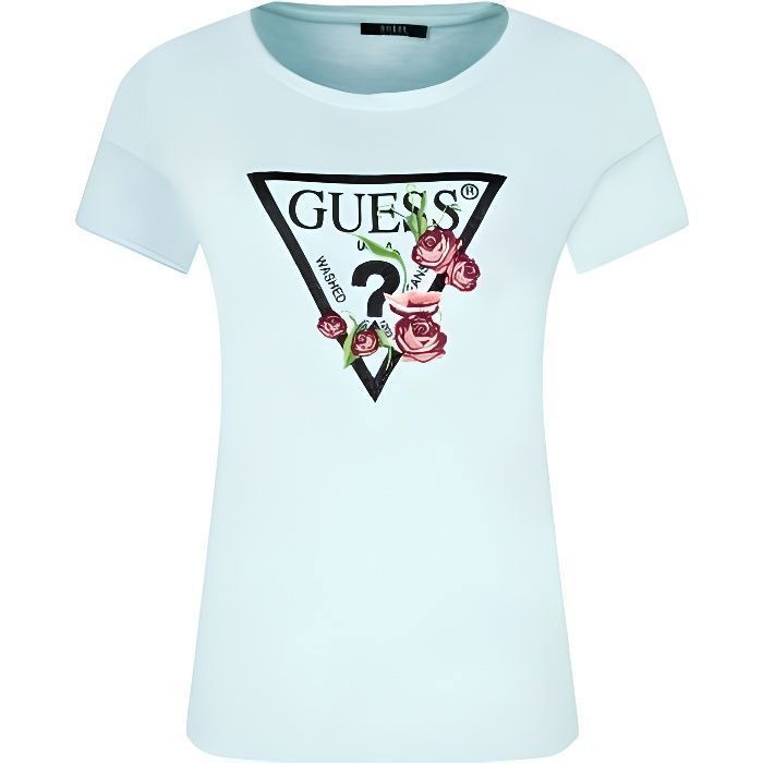 Guess T Shirt femme Foliage bleu W92I67 - Taille - L