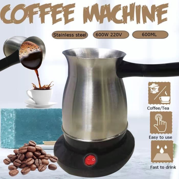 AvanC 600W 220V Machine à Café 304 Acier Inoxydable Turquie Cafetière Électrique Cafetière Bouilloire pour Bureau à Domicile