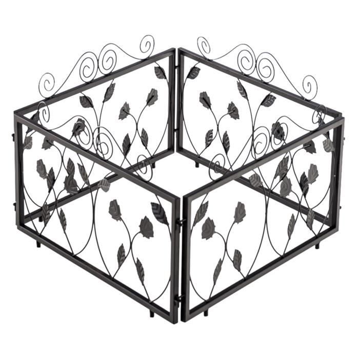 Set 4 bordures de jardin en fer massif coloris noir - 57 x 34 x 1.5cm