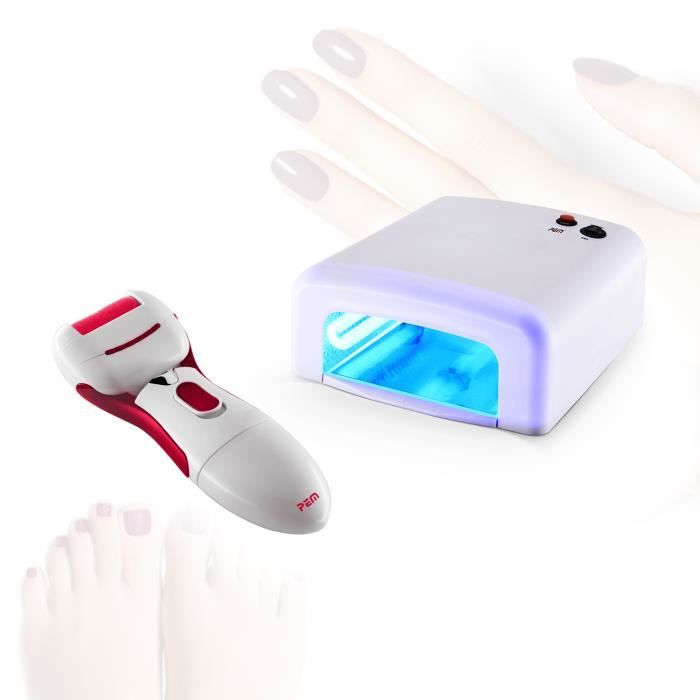 Râpe électrique pour pieds résistante à l'eau + Lampe UV pour ongles