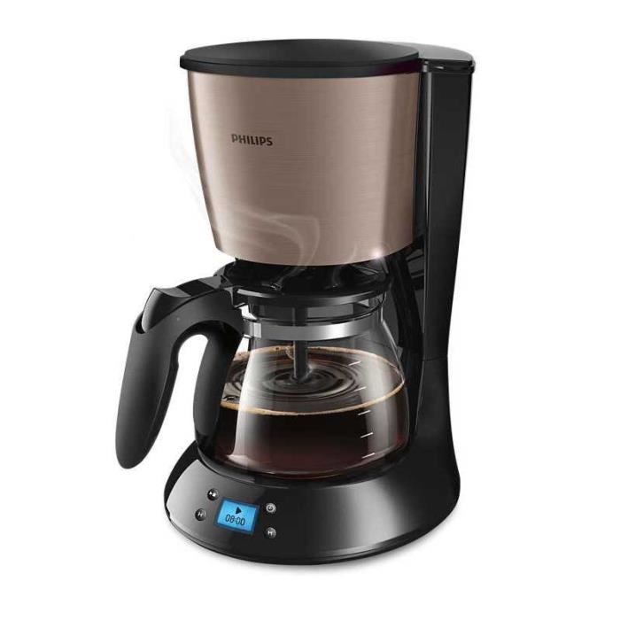PHILIPS HD7459 Cafetière à filtre - 15 tasses - 1000 W - Noir et cuivre