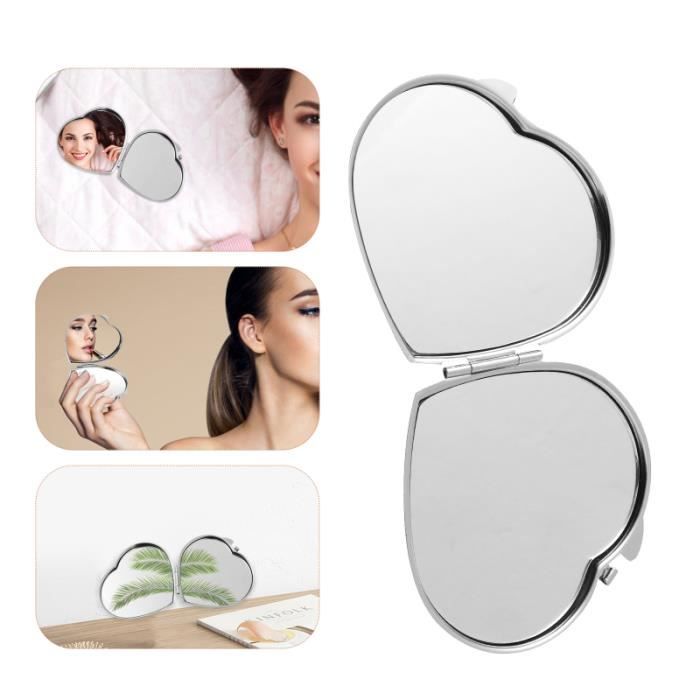 Miroir de maquillage exquis miroir de poche en forme de coeur drôle pliable portable MIROIR
