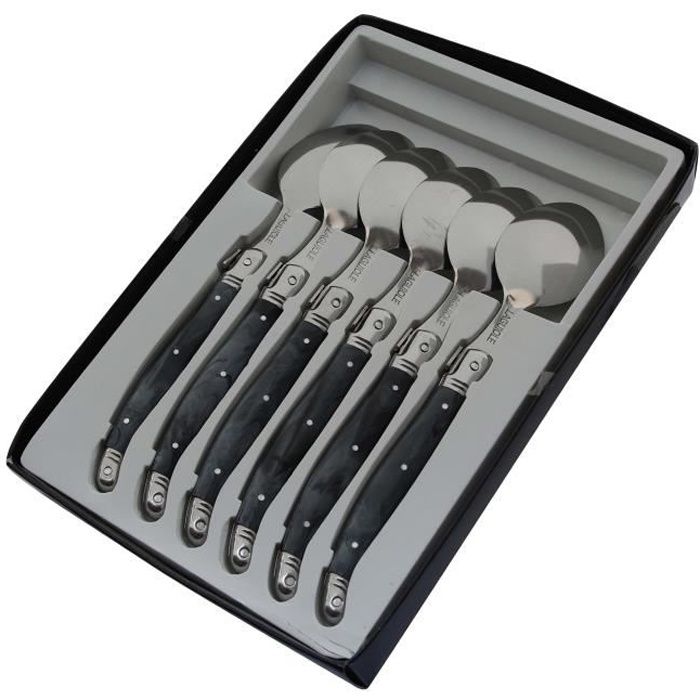 PRADEL EXCELLENCE Boîte de 6 cuillères à soupe Laguiole - Postiche gris - Acier inoxydable