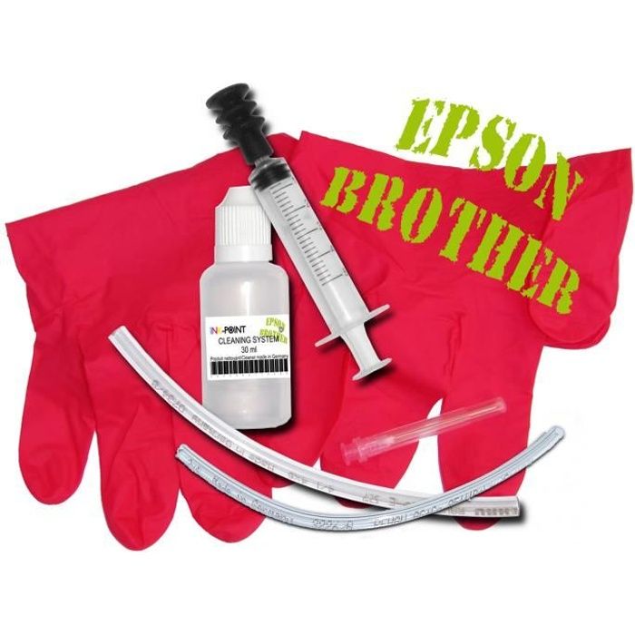 Kit de nettoyage des têtes d'impression imprimante jet d'encre spécial EPSON / BROTHER fabriqué en France produit nettoyant made in