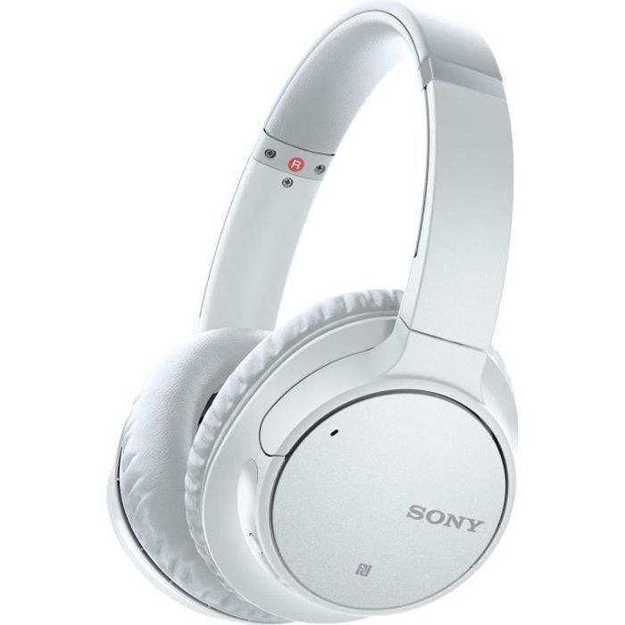 SONY WH-CH700NW - Casque arceau Bluetooth à réduction de bruit - 35 heures d'autonomie - 94dB/mW - Blanc