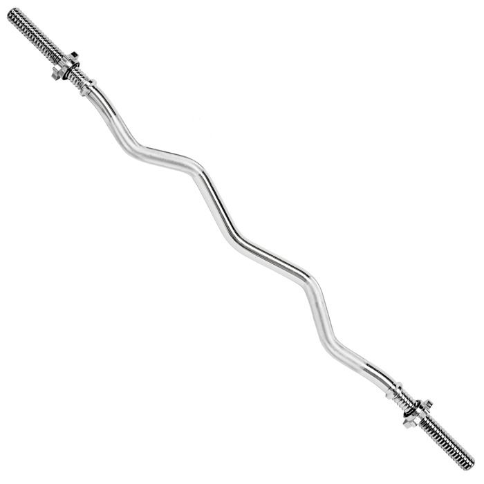 TECTAKE Barre de Musculation Curl Moletée en Acier 120 cm x 3 cm + 2 Bagues de Serrage