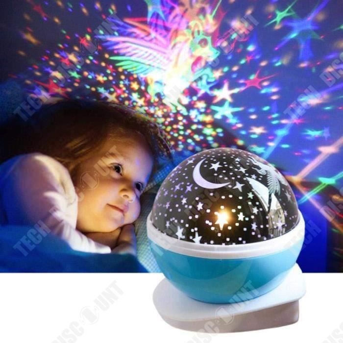 TD® Led Veilleuse Enfant Etoile Projection Colorée Rotation Lampe Projecteur Lumiere Plafond, Cadeau pour Bébé Anniversaire Noël - B