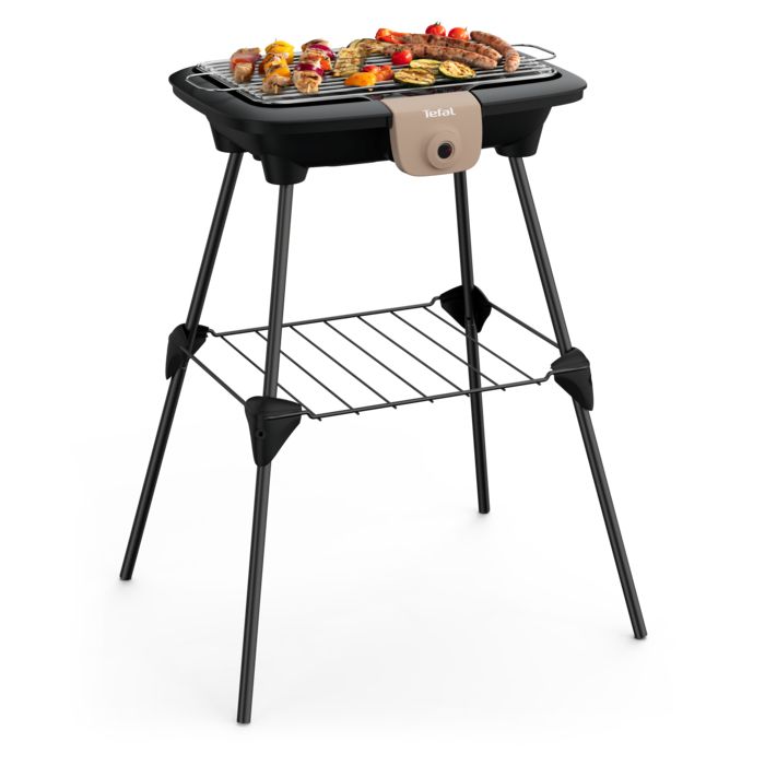 TEFAL BG90D814 Easygrill Power BBQ électrique pied ou table, 2300 W, Poignées thermo résistantes, Jusqu’à 2 fois moins de fumée