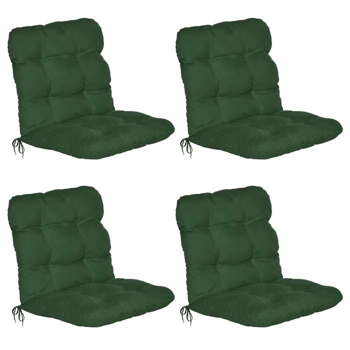 Coussin Exterieur Jardin Flair NL 100x50x8 Cm – Vert Foncé, Mousse Épaisse, Fixation Rubans, UV Résistant Pour Chaise & Transat