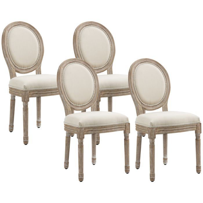 Ensemble de chaises de salle à manger - HOMCOM - Bois de caoutchouc - 49x56x96cm - Beige
