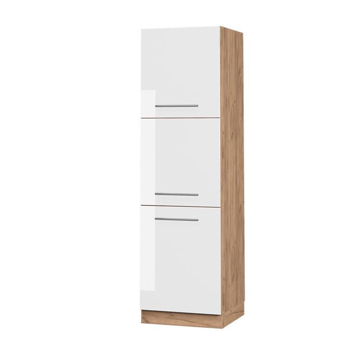 Armoire haute Fame-Line 60cm Blanc Haute brillance/Chêne doré Vicco 38613