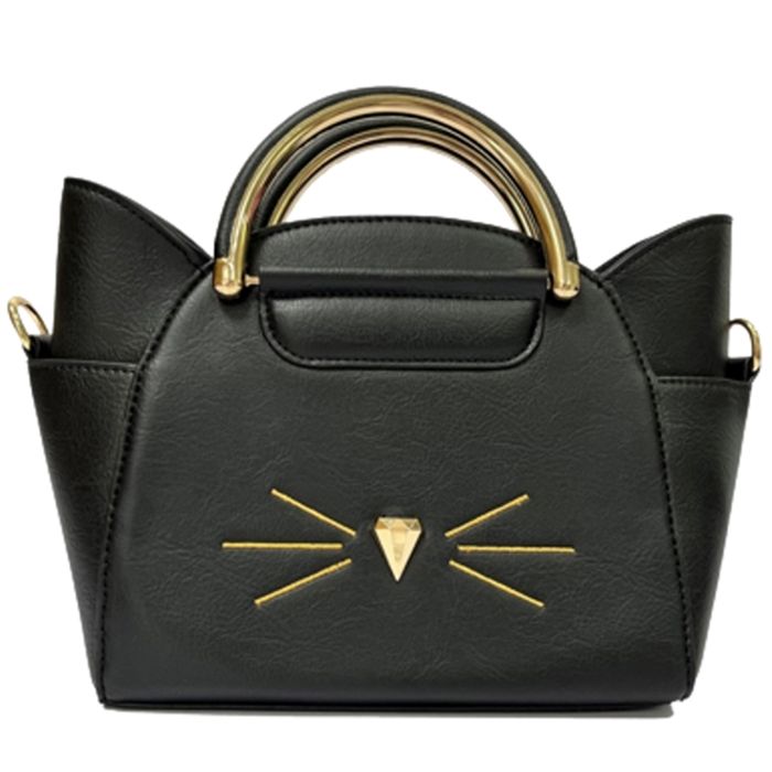 Sac à main - NOMADICT - Edition Nomadict Cat Bag - Noir - Motif chat - Pompon décoratif