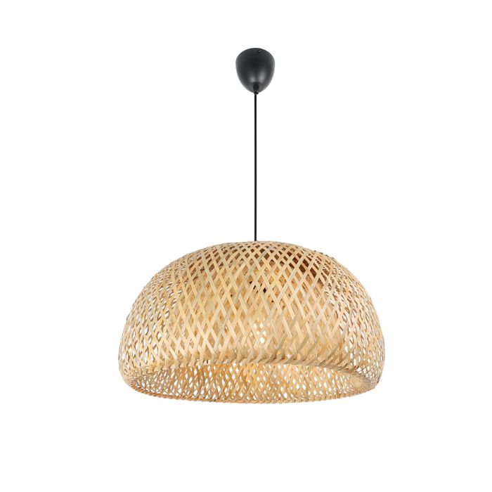 Lampe Suspendue Minimaliste en Osier et Bambou OSAKA avec Coupole à Double Couche Ø480 x 250 mm