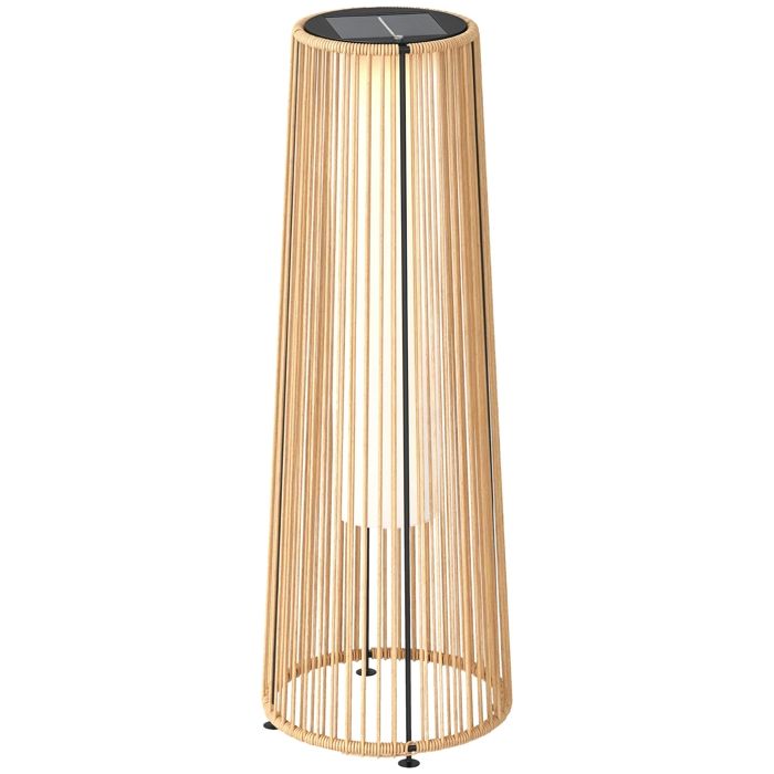 Lampadaire de jardin - Outsunny - LED - en résine tressée - capteur de lumière - style colonial - Ø 21 5 x 61 cm - beige