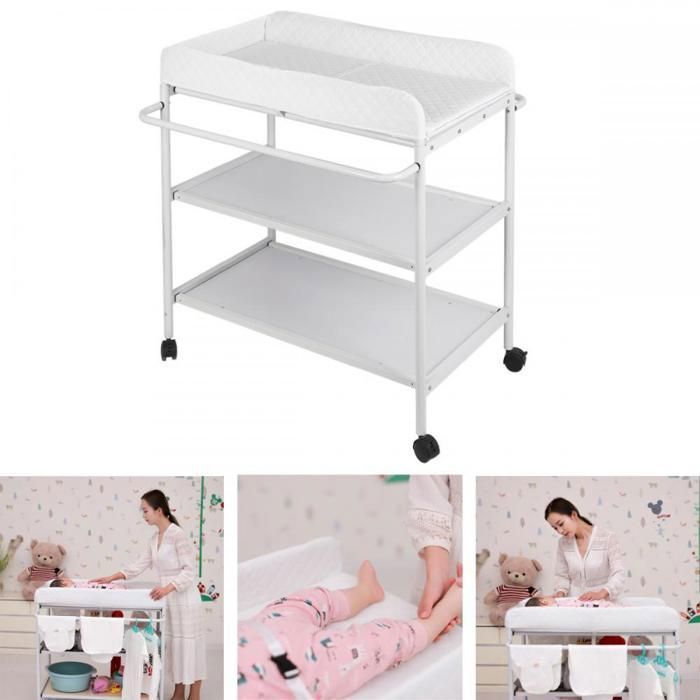 SWANEW Table à Langer Pliable Pour Bébé, Étagère à Langer Combinaison à