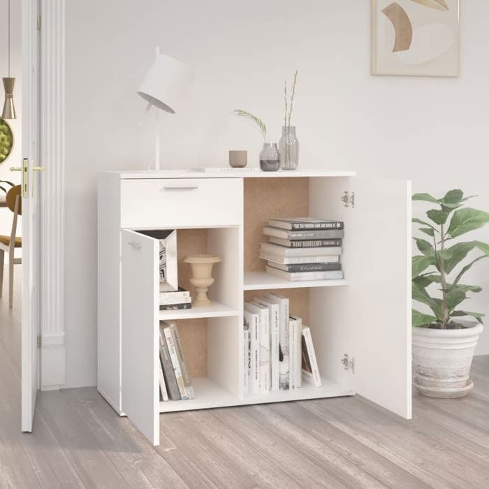 Bon plan Buffet bahut vaisselier - JILI HOT - Buffet blanc 80x36x75cm - Bois dingénierie - commode Salon/Cuisine Thome6584591