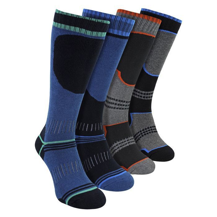 Lot de 4 chaussettes de ski thermiques pour garçons Chaussettes longues