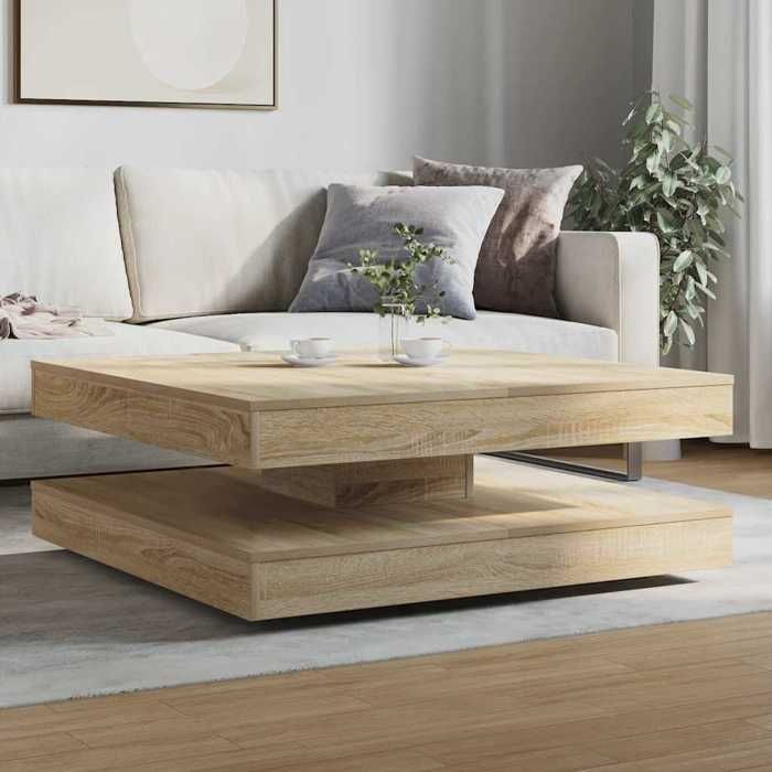 Table basse - Plusieurs Niveaux - rotative à 360 degrés chêne sonoma 90x90x345 cm - Salon Moderne(99414) ZLH