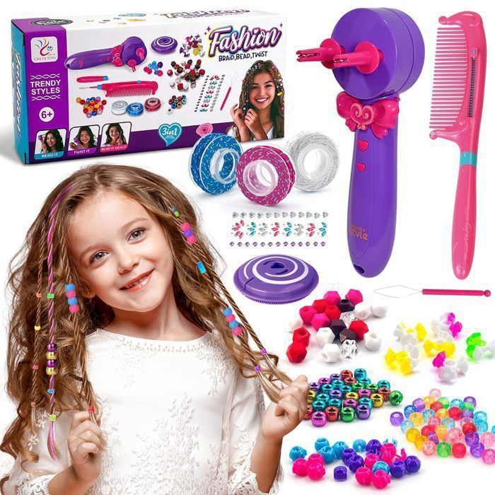 Jouets pour Fille - 3 en 1 Machine à Tresser les Cheveux Électrique - Jouet Créatif pour Enfant 3 -12 Ans