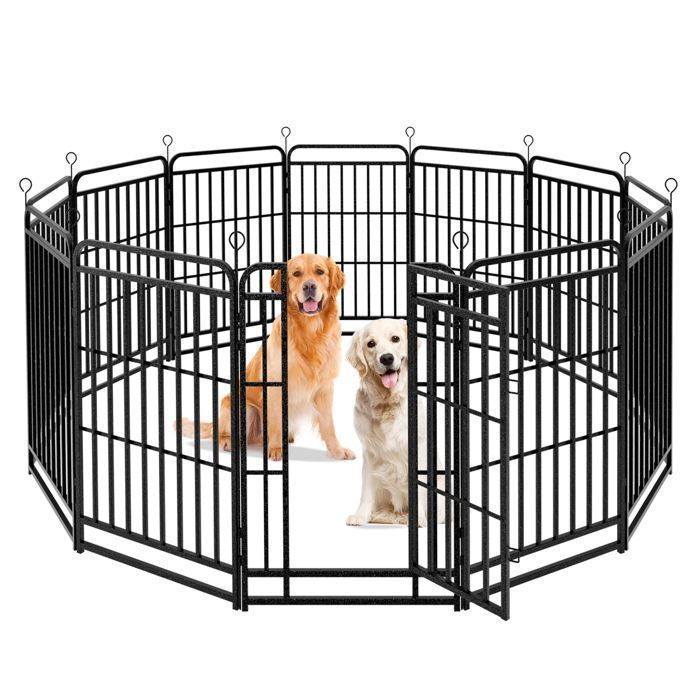 Meilleurs prix pour Enclos pour Chien en Métal avec 12 Panneaux Parc à Chiot Pliable Chenil dExtérieur 68 x 100 cm Noir