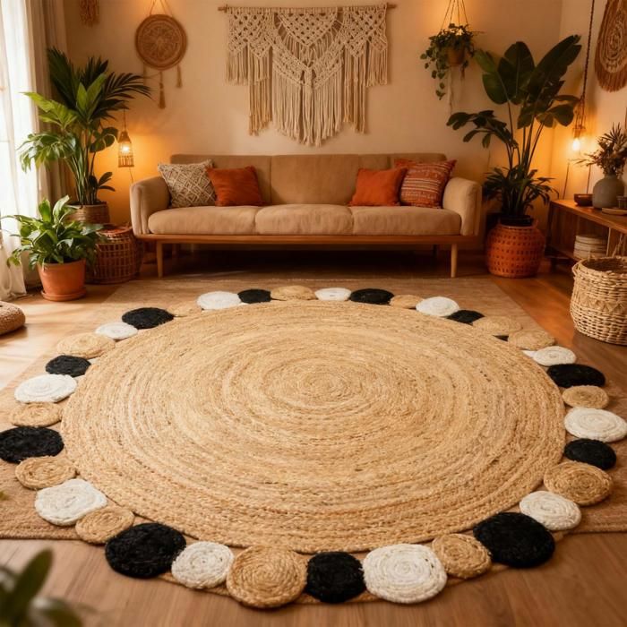 Tapis rond 80x80 rond JT RONDI Ecru tapis jute artisanal