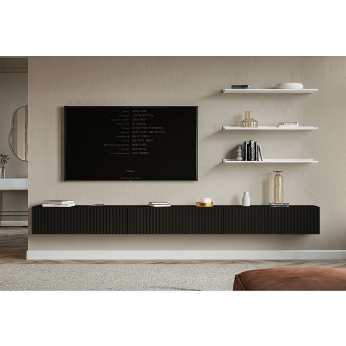 SELSEY  - Meuble Tv Veldio - 300 Cm - Noir