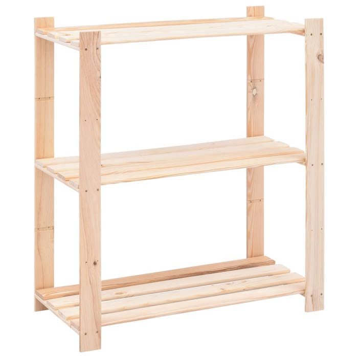 Étagère de rangement en bois - vidaXL - 3 niveaux - 80x38x90 cm - Pin massif - 150 kg - Beige