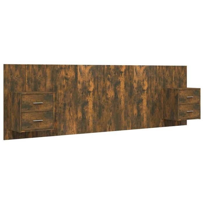 Tête de lit avec armoires - VIDAXL - Chêne fumé - Bois dingénierie - 160x1.5x80 cm - Tables de chevet flottantes