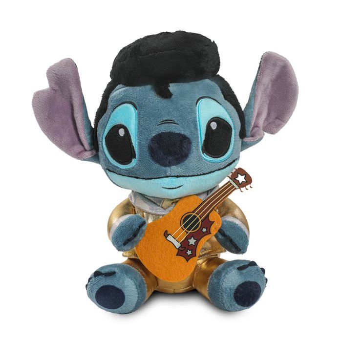 Peluche Stitch Elvis - Kidrobot - 25 cm - Smoking doré - Guitare en relief - Moelleuse - Sous licence officielle