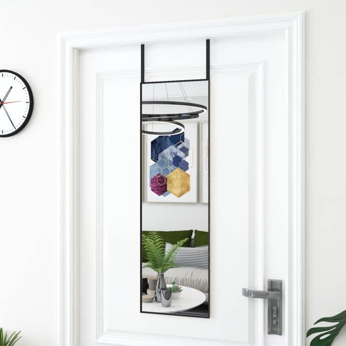 Miroir de porte - Happiness - Noir - 30x100 cm - Verre et aluminium - Épaisseur du cadre 15 cm